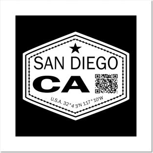 New Vintage Travel Location Qr San Diego CA Posters and Art